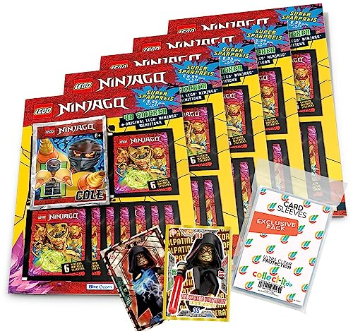 Bundle mit Lego Ninjago - Crystalized - Sammelsticker - 5 Multipack + 2 Limitierte Star Wars Karten + Exklusive Collect-it Hüllen