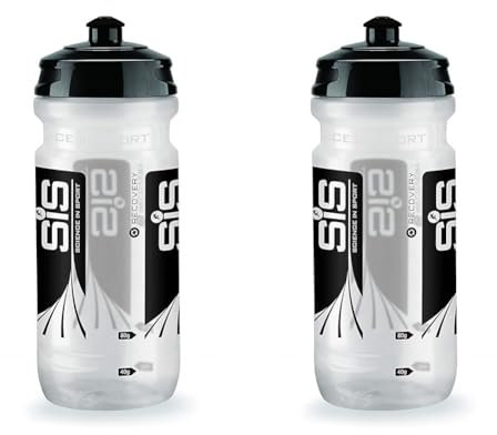 Science in Sport SIS Clear Sports Water Bottle, Wide Mouth Drink Bottle, Black Logo, Transparent, 600 ml (Design May Vary) (Pack of 2)