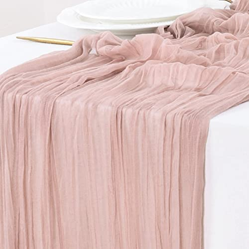 Socomi Seihtuch Tischläufer 3 m Gaze Boho Rustikal Altrosa Käsetuch Tischläufer für Hochzeit Brautdusche Sommerdekoration 10 Stück Altrosa