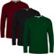 JRC Just Royal Clothing Pack of 3 Mens Long Sleeve Crewneck T-Shirts, Casual Round Neck Tops (Olive, Black, Maroon, XL)