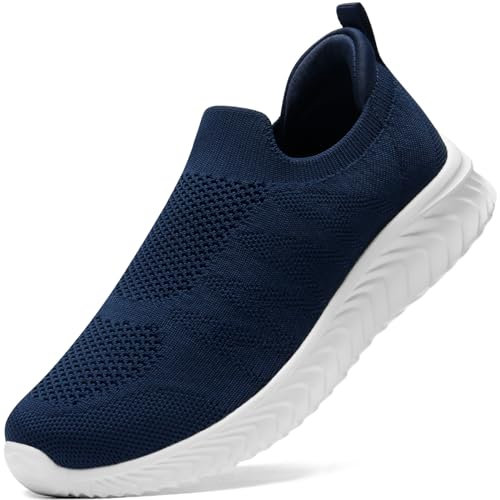 STQ Zapatillas Casual Mujer Malla Transpirable Slip on Sin Cordones Ligero Antideslizante Slip on Zapatos Fascitis Plantar Deportes Azul Marino 36 EU