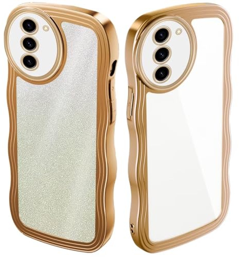 ATISIJIE Glitzer Hülle für Samsung Galaxy S20 FE,Wellen Hülle Schutzhülle TPU Durchsichtige Kratzfest Case Cover-Gold