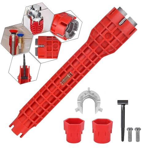 Uwiyo Faucet and Sink Installer Tool, 8 in 1 Multi-Purpose Faucet Wrench Tool Pipe Wrenches Socket Spanner Plumbing Pipe Spanner Tool for Sink tap Plumbers Toilet Bowl
