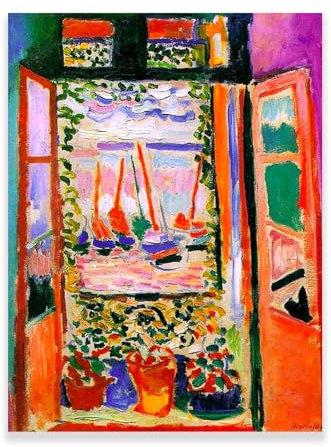 Henri Matisse Wandkunst Leinwand – Offenes Fenster Collioure Poster Impressionist Kunstdrucke – Ölgemälde Vintage Wandkunst Ästhetische Bauernhaus Wanddekoration Blume ungerahmt