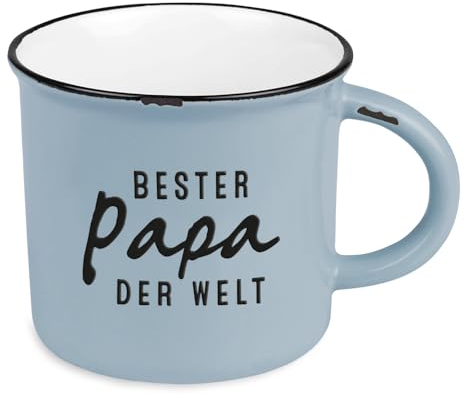 Kaffeetasse vintage| Keramik Becher zum verschenken | 400 ml | Bester Papa der Welt, Weiß