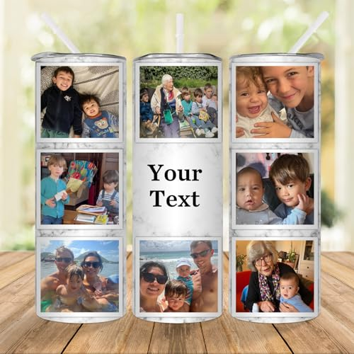 zouwii Taza De Fotos De Acero Inoxidable De 20 Oz, Vaso De Fotos Personalizado, Impresión De Imágenes, Botella De Agua Personalizada, Navidad Para Familiares, Amigos, Taza De Agua Para Coche