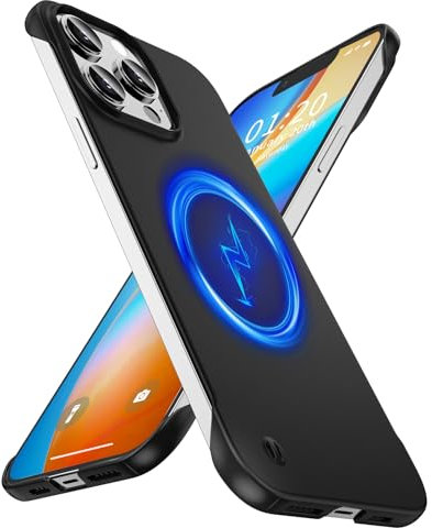 GRECAZO Magnetic Ultra Thin Frosted Designed for iPhone 13 Pro Frameless Case 6.1 inch [Compatible with MagSafe] Slim Minimalist Lightweight Matte Hard Cover Protective Borderless Case-Black