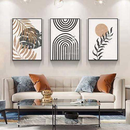 Aesthetic Pflanze Bilder Boho Deko Bilder Moderne Abstrakt Kunst Wandbilder Bohemian Poster Set,Ohne Rahmen (Set-05,60x90cm*3Pcs)
