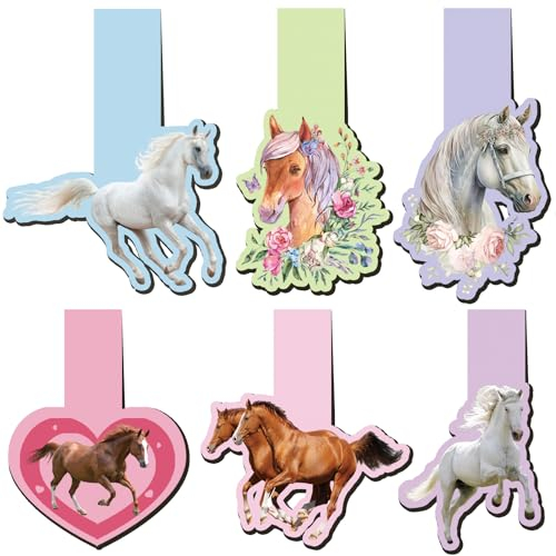 Ruzister 6 Stück Lesezeichen, magnetisches Pferd, Kinder, magnetisches Lesezeichen, Pferde, Mädchen, Geschenke, Mitgebsel für Geburtstag, Abschlussfeier