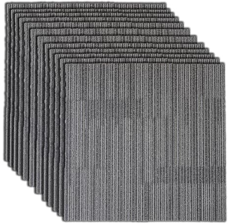 Nisorpa Teppichbodenfliesen in handelsüblicher Qualität, wasserdicht, 50,8 x 50,8 cm, strapazierfähig, nicht klebend, gepolstert, für Keller, 12 Fliesen (32,3 m²), zum Aufkleben auf