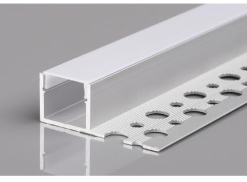 2m Alu Profil Unterputz Profil Trockenbau Schiene Kanal System mit Milchglas Abdeckung für LED-Streifen Profil H-13