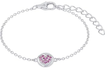 Prinzessin Lillifee Armband 925 Sterling Silber Mädchen Kinder Armschmuck, mit Zirkonia synth., 12+3 cm, Silber, Herz, Kommt in Schmuck Geschenk Box, 2037924