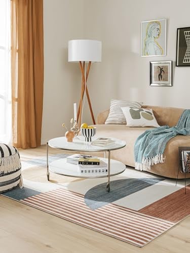 benuta Pop Teppich Laury - Multicolor 160x230 cm - Kunstfaser - Rechteckig & im Style: Abstrakt,Geometrisch, Retro, Scandi Living - Pflegeleicht für Wohnzimmer Schlafzimmer
