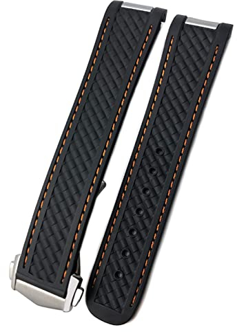 EPANO Uhrenarmband für Omega Seamaster Aqua Terra AT150 8900 Uhrenarmband, Faltschließe, 20 mm, Gummi-Silikon-Armbänder, Black buckle, Achat