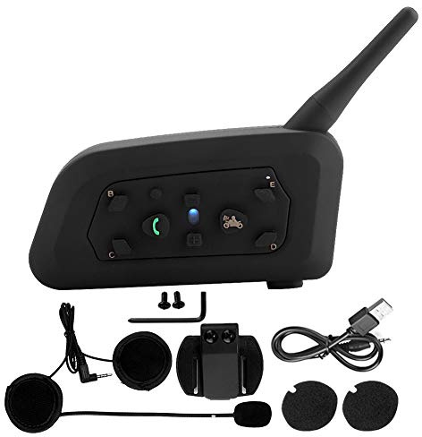 Bnineteenteam Interphone Moto, V6-1200 Casque de Moto Interphone sans Fil Casque Mains Libres pour 6 Personnes