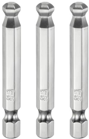 sourcing map 3pcs Ball End Hex Screwdriver Bit Set 6mm (H6.0) Size 1/4 Hex Shank 50mm (2) Long Magnetic Ball Head Bits S2 Steel Metric Screw Driver Bit