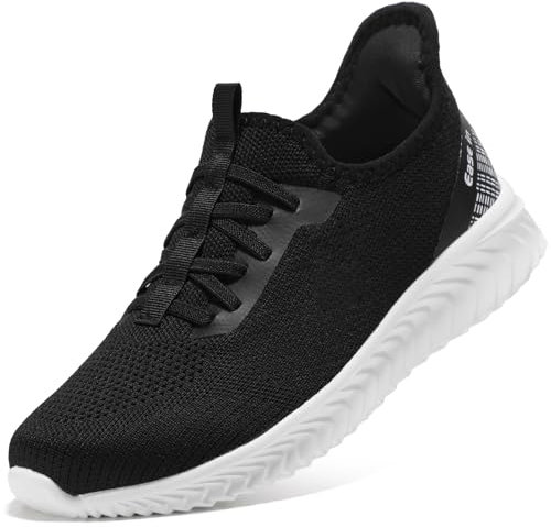 STQ Orthopädische Schuhe Damen Sneaker Leichte Turnschuhe Bequeme Slip on Sneakers Komfort Sportschuhe Schlupfschuhe Schwarz 39 EU/US 7.5