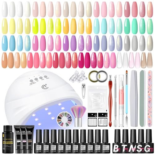 COSCELIA 46PCS Kit Ongle Gel UV Complet, 20 Couleurs Vernis Gel UV Semi Permanent+3 Couleurs Poly Extension d'ongles en Gel+5pcs Base et Top Coat&Mat, Kit Vernis Semi Permanent pour Débutant
