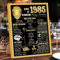 Benjia 1985 Poster Framed UK, Happy 40th Birthday Sign Card Party Decor Supplies Home Decoration Birthday Gift 40 Years Old Wedding Newspaper For Men Women (8x10 inch, Black Gold)