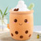 MeHoo 35 CM Bubble Tea Plush Pillow,Cute Stuffed Boba Plushies,Soft Milk Tea Doll Comfortable Hugging Pillow Back Cushion Bubble Tea Plush Toy Holiday Birthday Gift Brown