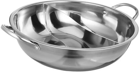 MOLUCKFU Edelstahl Hotpot Topf Mit Trennwand Praktischer Kocher Für Suppen Und Mehrere Speisen Kompatibel Mit Gasherden Induktionsherden Und Elektrokeramikherden Sicher Und Bequem Zu Verwen