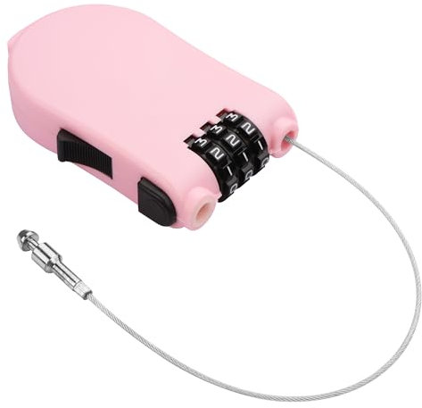 YAODHAOD Combination Cable Lock, Cable Luggage Lock with 39inch Retractable Steel Cable (Pink)