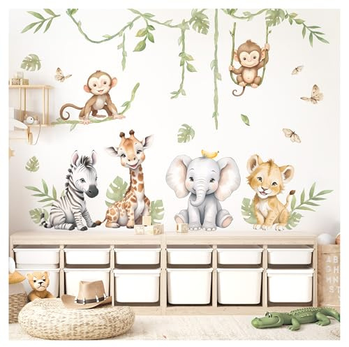 Little Deco Wandtattoo Safaritiere Giraffe Löwe Elefant DL5130 XL