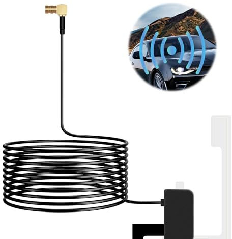 DAB Antenna, DAB+ Radio Aerial Antenna Replacement Aerial SMB Right Angle Adapter Digtial Car Radio Aerial Antenna DAB Antenna Mount with 300CM Cable Compatible with Pioneer Clarion Kenwood Alpine JVC
