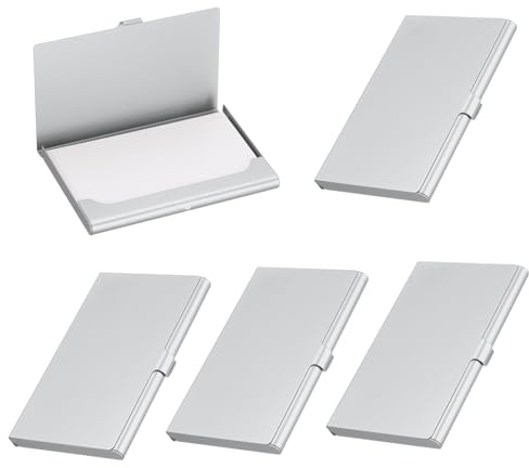 PATIKIL 5 Stück Visitenkartenetui Aluminium Kartenhalter Tasche Silber | Metall, Professionelle, Für Visitenkarten Kreditkarten, Kartenhalter