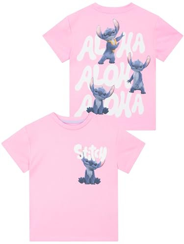 Disney Camiseta Niño, Camisa Ninas De Algodón, Camiseta Manga Corta Niña De Lilo Y Stitch, Stitch Camisa, Ropa Niños para Verano, Rosa 12-13 Años