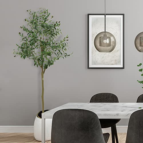Hodeffior 5FT Künstlicher Olivenbaum, 150cm Hoher Künstlicher Olivenbaum im Topf mit Realistischen Blättern und Früchten, Groß Olivenbaumpflanze für Wohnzimmer Schlafzimmer Büro Deko