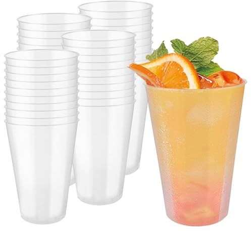 TTQiAnJ 40 Piezas Vasos de Plástico Reutilizables 420ml/14oz,Vasos Plastico Duro,Vasos Transparentes Plastico para Fiestas,Cumpleaños,Bodas