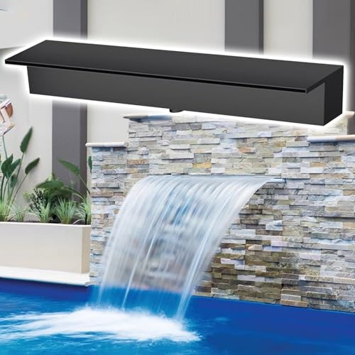 Überlauf Rinne Rostbeständiger Wasserfall-Überlauf für den Koi-Teich im Garten, Kleiner Teichüberlauf, einfach zu installierender schwarzer/silberner Teichwasserfall(Black,70in/178cm)