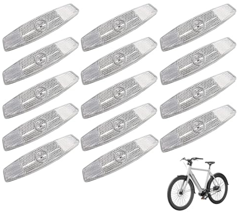 UIEXAY Lot De 12 Réflecteurs De Rayons De Vélo - Réflecteurs Yeux De Chat - Pour Vélo De Course, Vtt, Trekking, Vélo Et Enfant - Pour Améliorer Les Voyages De Nuit - Blanc