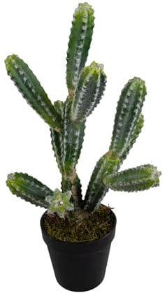 Seidenblumen Roß Künstlicher Säulenkaktus Cereus 46cm im Topf JA – Naturgetreuer Kunstkaktus aus Kunststoff – Pflegeleichte Wüstenpflanze für Büro, Bad & Regal – Große Dekopflanze wie echt – Grün