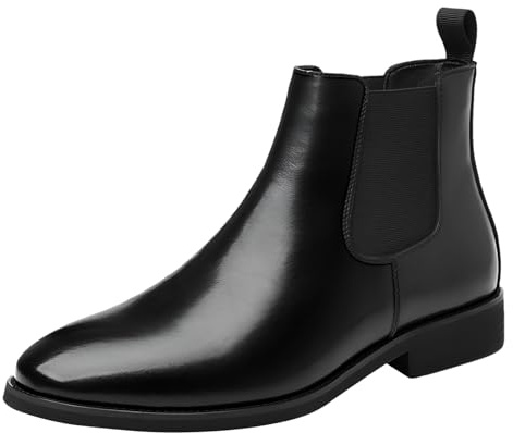 ANUFER Hombre Vendimia Punta Redonda Botas Chelsea Color del Pincel Formal Slip-On Botines
