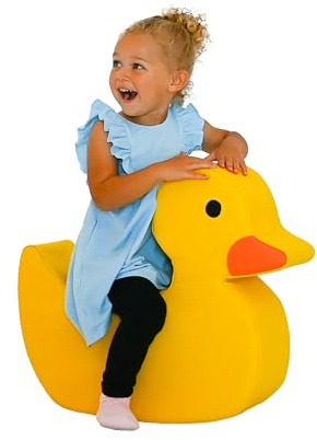 Children's Factory Disco The Duck Rocker, Yellow Foam Kids Stool, Toddler Soft Seating Chair for Daycare, Preschool and Home, Lightweight and Easy to Clean, Little Explorers Collection