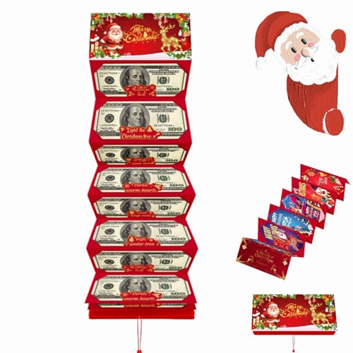 Dewppxi Weihnachts Geschenkumschlag Mit 10 FäChern, Geldgeschenke Weihnachten Kartenhalter, Geldgeschenk Weihnachten, üBerraschungs Geldumschlag, Weihnachtskarten Geldhalter FüR Bargeld