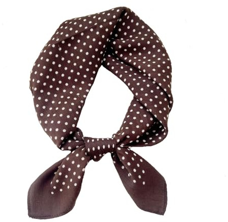 Braunes Halstuch Damen Satin – Nickituch mit weißen Punkten, Weiches quadratisches Tuch in Seidenoptik, elegantes Bandana Kopftuch Accessoire für Damen, modisches Geschenk für Alltag & Reisen 70x70cm