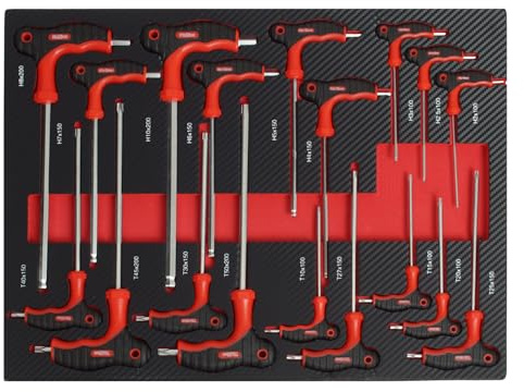 TRUTZHOLM Werkzeugeinlage Chrom-Vanadium-Stahl Schaumeinlage 52x40x4cm rot (Innensechskant & Torx 18 tlg.)