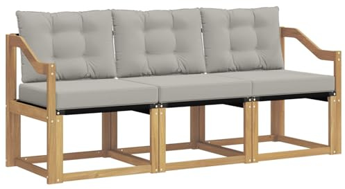 vidaXL Outdoor-Sofagarnitur mit Kissen 3 pcs Weiß und Hellgrau, Gartenmöbel, strapazierfähiges Outdoor-Sofa, Loungeset für die Terrasse, Komfort beim Sitzen