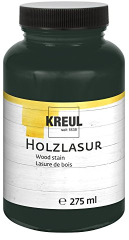 KREUL 78218 - Farbintensive Acryl Holzlasur, 275 ml Kunststoffglas in ebenholz, für unbehandeltes, natürliches Holz und saugende Naturpapiere, fließend - flüssige Farbe auf Wasserbasis