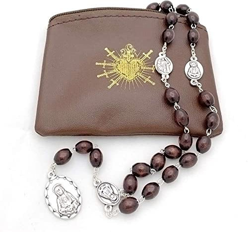 Sieben Mary Leid Holz Perlen Rosenkranz Chaplet