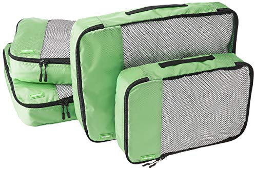 Amazon Basics Kleidertaschen-Set, 4Stück, 2 mittelgroße und 2 große Kleidertaschen, Reißverschluss, Grün