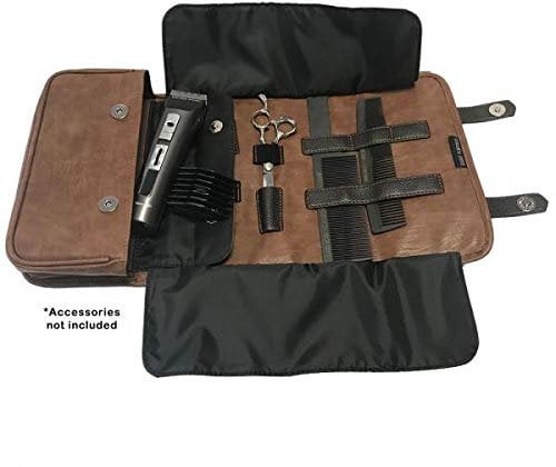 Head Jog Barbers Bag Organiser For Hairdressing tools Tool Roll Storage For Scissors Clippers Hair Brush, Leather Effect Bag Belt For Hairstylists, Barber, Hairdressers, Brown Leather Bag Case