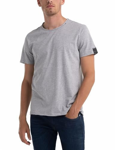 Replay Herren T-Shirt Kurzarm mit Rundhals Ausschnitt, Dark Grey Melange M03 (Grau), S