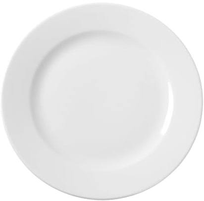 HENDI Assiette plate, bords renforcés, émaillage de qualité, résistance aux impacts et à l'usure, convient à micro-ondes et lave-vaisselle, ø160mm, porcelaine blanche