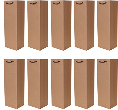 Set di 10 Sacchetti regalo per bottiglie borse portabottiglia colori naturali ideali per vino, spumante o champagne 36x12x10 cm