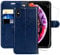 MONASAY iPhone XS Wallet Case/iPhone X Wallet Case,5.8-inch [Glass Screen Protector Included] Flip Folio Leather Cell Phone Cover with Credit Card Holder for Apple iPhone XS/X,Blue
