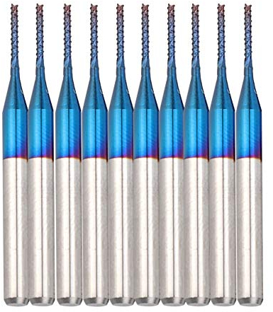 Cnc End Mill-Samfox 3.175mm Carburo End Mill Blue Coat Cnc Router Bits Bits de Grabado de Borde de Corte PCB Machinery Pack de 10 (tamaño : 1.0mm)